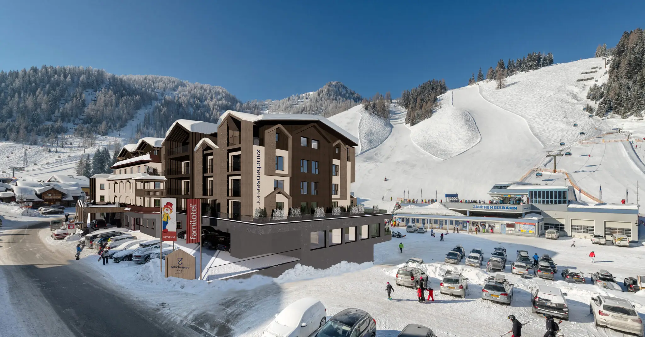 Außenansicht des Familienhotels Zauchenseehof im Salzburger Land nach Umbau 2025